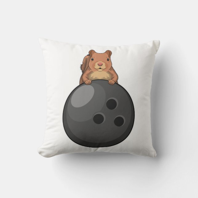 Cojín Decorativo Squirrel at Bowling with Bowling ball (Anverso)