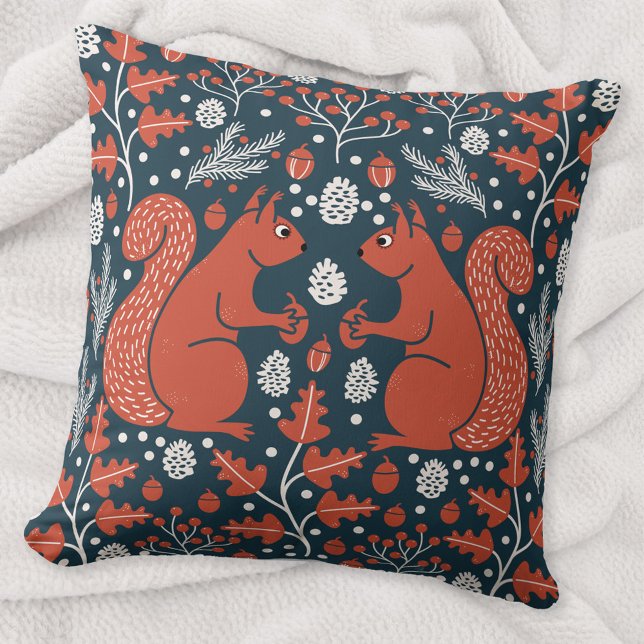 Cojín Decorativo Squirrel Forest Woodland (Squirrel woodland forest art throw pillow)