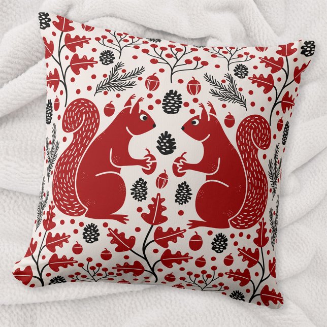 Cojín Decorativo Squirrel Forest Woodland (Squirrel woodland forest art throw pillow)