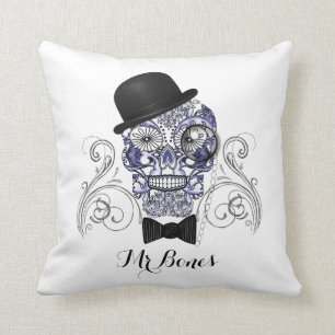 Cojín Decorativo Sr. Bones Diversión Ornate Sugar Skull Diseño