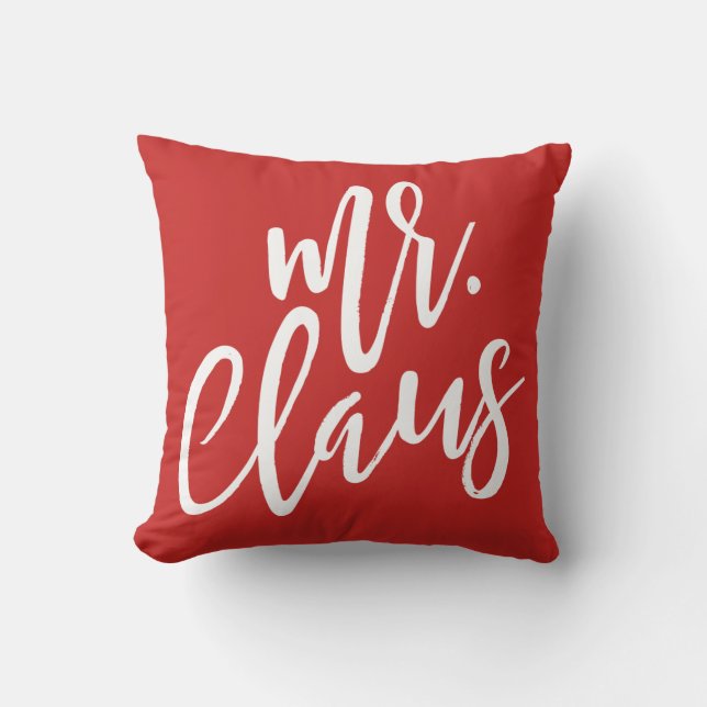 Cojín Decorativo Sr. Claus White Script Pillow (Anverso)