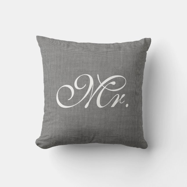 Cojín Decorativo Sr. gris Pillow de la arpillera (Anverso)