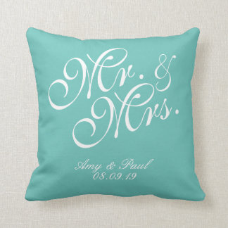 Cojín Decorativo Sr.&Mrs. Verde azulado personalizado
