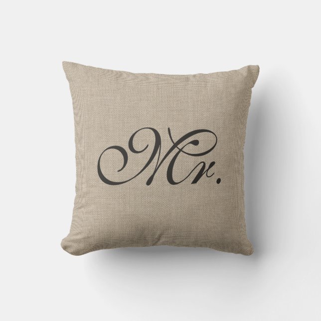 Cojín Decorativo Sr. Pillow de la arpillera (Anverso)