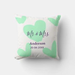 Cojín Decorativo Sr & Sra añaden apellido fecha año favor de boda