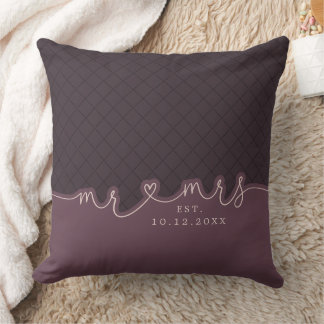 Cojín Decorativo Sr. Sra. Heart Script Muted Purple Boda Pillow
