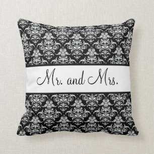 Cojín Decorativo Sr. y señora Newlywed Pillow - blanco y negro