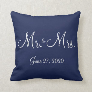 Cojín Decorativo Sr. y Sra. Blue Nautical Boda Pillows