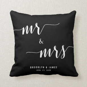 Cojín Decorativo Sr. y Sra. Calligraphy Black Boda Pillows