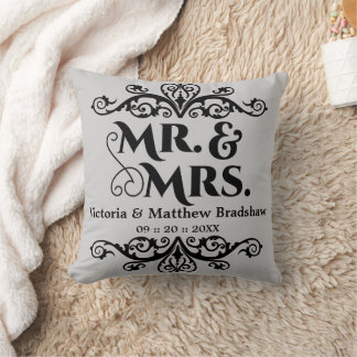 Cojín Decorativo Sr. y Sra. Personalizable Boda de color de fondo