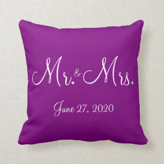 Cojín Decorativo Sr. y Sra. Purple Monogrammed Boda Pillows