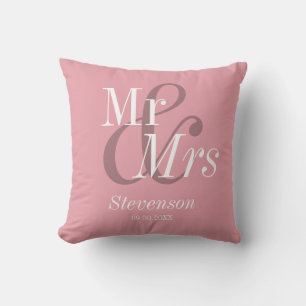 Cojín Decorativo Sr. y Sra. Rubor Pinkt Modern Boda Gift