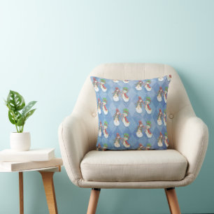 Cojín Decorativo Sr. y Sra. Snowman Pattern on Blue