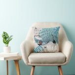 Cojín Decorativo Sra. Bride Verde azulada Damask Vintage Peacock Bi<br><div class="desc">Personaliza esta hermosa almohada de pavo real Verde azulada de época para decir cualquier cosa que le guste o utilice la Sra. existente para las invitaciones de novia - casamiento</div>