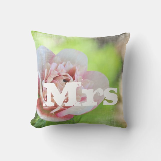 Cojín Decorativo Sra. Garden Wedding Floral Peony Pillow (Anverso)