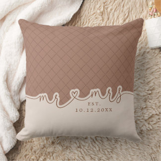 Cojín Decorativo Sra. Heart Script Mocha Beige Boda Pillow