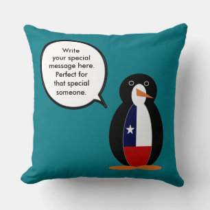 Cojín Decorativo Sra. Pingüino Chilena Hablando Personalizada