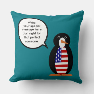 Cojín Decorativo Sra. Pingüino Personalizada Hablando EEUU