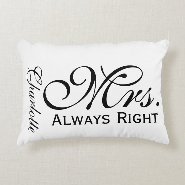 Cojín Decorativo Sra. Siempre Texto De Desplazamiento Derecha Negro (Anverso)