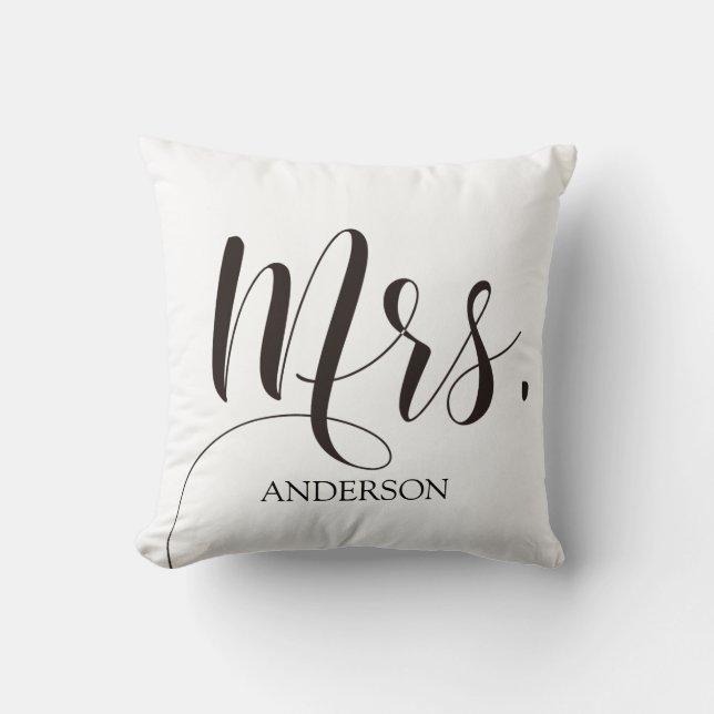 Cojín Decorativo Sra.|Sr. y Sra.| Caligrafía|Matrimonio personaliza (Anverso)