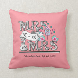 Cojín Decorativo Sra. y Sra. Boda Lesbiana Personalizada Regalo