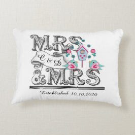 Cojín Decorativo Sra. y Sra. Boda Lesbiana Personalizada Regalo