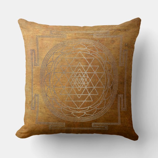 Cojín Decorativo Sri Yantra de cobre - Pillow (Anverso)