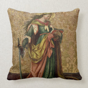 Cojín Decorativo St. Catherine de Alexandría (aceite en el panel) 