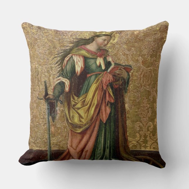 Cojín Decorativo St. Catherine de Alexandría (aceite en el panel) 2 (Anverso)