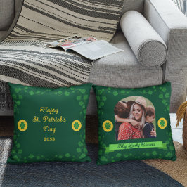 Cojín Decorativo St. Patrick’s Day Shamrock Family Photo Keepsake