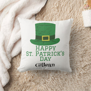 Cojín Decorativo St. Patrick's Day gorra verde irlandés con suerte