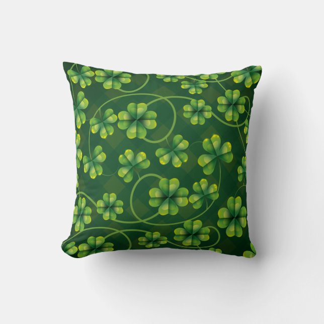 Cojín Decorativo St. Patrick's Day Shamrock Plaid (Anverso)