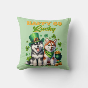 Cojín Decorativo St. Patrick's Happy Go Lucky Husky