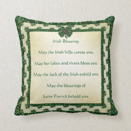 Cojín Decorativo St. Patrick's Sparkly Shamrock Irish Blessing