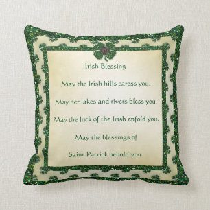 Cojín Decorativo St. Patrick's Sparkly Shamrock Irish Blessing
