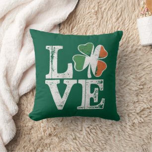Cojín Decorativo St Patrics Day Love Lucky Irish Shamrock Green
