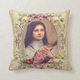 Cojín Decorativo St. Teresa el pequeño crucifijo de los rosas de l
