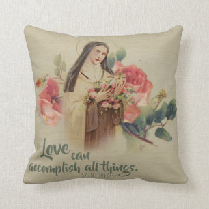 Cojín Decorativo St. Teresa el pequeño crucifijo de los rosas de l
