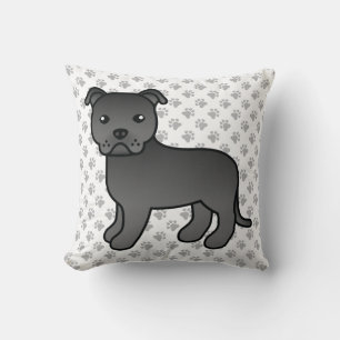 Cojín Decorativo Staffie inglés negro lindo perro de dibujos animad