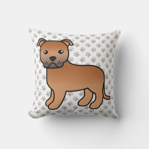 Cojín Decorativo Staffie inglés rojo lindo perro de dibujos animado