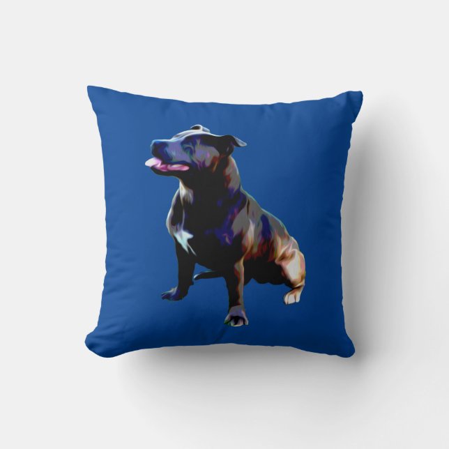 Cojín Decorativo Staffordshire Bull Terrier Pintado, Cushion (Anverso)