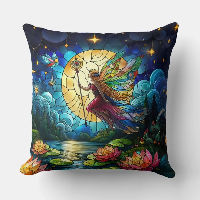Cojín Decorativo Stained Glass Moonlight Flight Fairy  (Anverso)