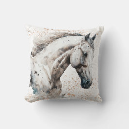 Cojín Decorativo Stallion blanco | Diseño de acuarela |