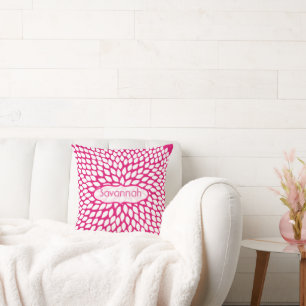 Cojín Decorativo Star Burst Flower Girly Swirly Fuchsia Pillow