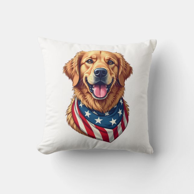 Cojín Decorativo Star Spangled Golden Retriever Vintage Tee 4 (Anverso)