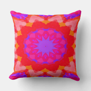 Cojín Decorativo Starburst morado, rosa y Naranja