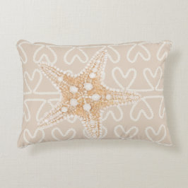 Cojín Decorativo Starfish and net sobre marrón beige-pastel