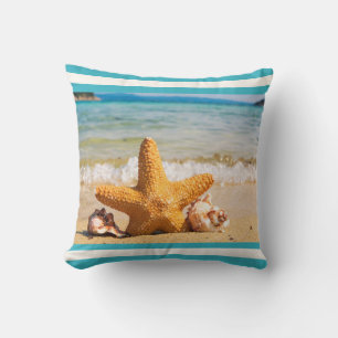Cojín Decorativo Starfish and Seashells en la playa