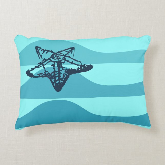 Cojín Decorativo Starfish & Ocean Waves Cushion Lumbar (Anverso)