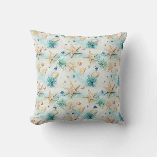 Cojín Decorativo Starfish & Seashells De Inspiración Oceánica Decor (Anverso)